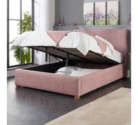Aspire Boucle Upholstered Garland Ottoman Bed Frame Blush 4ft