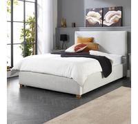Aspire Bouclé Upholstered Garland Ottoman Bed Frame In Grey Grey Small Double
