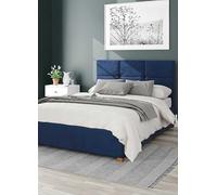 Aspire Caine Plush Velvet Fabric Ottoman Bed Navy