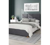 Aspire Caine Plush Velvet Fabric Ottoman Bed Steel