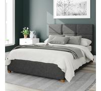 Caine Upholstered Ottoman Storage Bed, Saxon Twill Fabric Aspire Charcoal Double