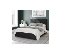 Aspire Caine Upholstered Ottoman Storage Bed, Kimiyo Linen Fabric in Charcoal | Size: Small Double Aspire Charcoal Small Double