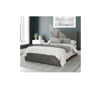 Aspire Caine Upholstered Ottoman Storage Bed, Kimiyo Linen Fabric in Grey | Size: Double Aspire Grey Double