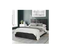 Aspire Caine Upholstered Ottoman Storage Bed, Mirazzi Velvet Fabric in Black | Size: Double Aspire Black Double