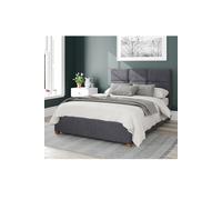Aspire Caine Upholstered Ottoman Storage Bed, Plush Velvet Fabric in Grey | Size: Single Aspire Grey Single