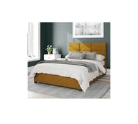 Aspire Caine Upholstered Ottoman Storage Bed, Plush Velvet Fabric in Mustard | Size: Small Double Aspire Mustard Small Double