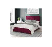 Aspire Caine Upholstered Ottoman Storage Bed, Plush Velvet Fabric in Wine | Size: Single Aspire Wine Single