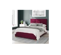 Aspire Caine Upholstered Ottoman Storage Bed, Plush Velvet Fabric in Wine | Size: Double Aspire Wine Double