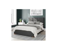 Aspire Caine Upholstered Ottoman Storage Bed, Saxon Twill Fabric In Charcoal Charcoal Single