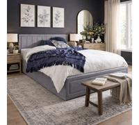Aspire Camden Grey Linen Ottoman Storage Bed Frame, Quilted Fabric End Lift Bed With Sprung Slats, Single To King