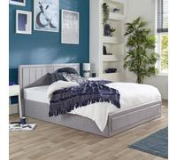 Aspire Castleton Grey Linen Quilted Headboard Ottoman Bed, Size Single