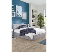 Aspire Castleton Linen Quilted Headboard Ottoman Bed in Grey | Size: Small Double Aspire Grey Small Double