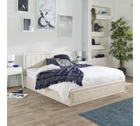 Aspire Castleton Linen Quilted Headboard Ottoman Bed in Natural | Size: Small Double Aspire Natural Small Double