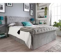 Aspire Chesterfield Ottoman Bed Grey - Light Grey Brushed Velvet Fabric / Double