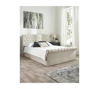 Aspire Chesterfield Ottoman Storage Bed in Natural Linen | Size: Double Aspire Natural Double