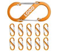 Aspire Custom 10 Packs S-Shaped Aluminum Spring Snap Hooks, Engraved Double Gate Carabiner for Keychains Camping- Orange 3 Inch