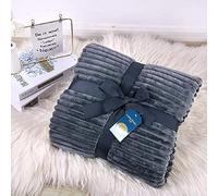 Aspire Decor Chunky Rib Throw Fleece Blanket Fluffy Sofa Bed Warm Throws Soft 150 x 200cm All season Blankets (Chunky Ribbed Charcoal)