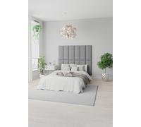 Aspire Easymount Wall Mounted Upholstered Panels Modular Diy Headboard In Eire Linen Fabric Grey (pack Of 4), Grey