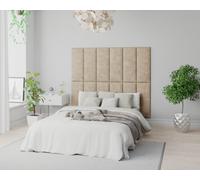 Aspire Easymount Wall Mounted Upholstered Panels Modular Diy Headboard In Kimiyo Linen Fabric Beige (pack Of 2), Cream