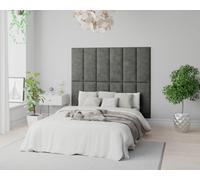 Aspire Easymount Wall Mounted Upholstered Panels Modular Diy Headboard In Kimiyo Linen Fabric Granite (pack Of 2), Grey