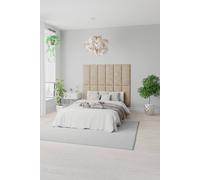 EasyMount Wall Mounted Upholstered Panels, Modular DIY Headboard in Kimiyo Linen Fabric (Pack of 8) Aspire Beige One Size