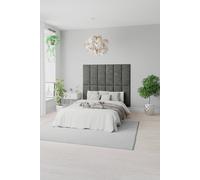 EasyMount Wall Mounted Upholstered Panels, Modular DIY Headboard in Kimiyo Linen Fabric (Pack of 8) Aspire Silver One Size