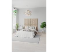 EasyMount Wall Mounted Upholstered Panels, Modular DIY Headboard in Kimiyo Linen Fabric (Pack of 2) Aspire Beige One Size