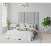 Aspire Easymount Wall Mounted Upholstered Panels Modular Diy Headboard In Kimiyo Linen Fabric Silver (pack Of 2), Silver