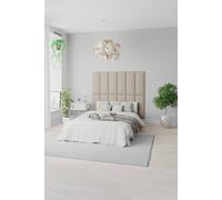 Aspire EasyMount Wall Mounted Upholstered Panels, Modular DIY Headboard in Malham Weave Fabric (Pack of 8) in Light Blue Aspire Light Blue