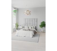 Aspire Easymount Wall Mounted Upholstered Panels Modular Diy Headboard In Malham Weave Fabric Cream (pack Of 8)