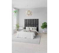 Aspire Easymount Wall Mounted Upholstered Panels Modular Diy Headboard In Malham Weave Fabric Ebony (pack Of 4)