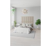 Aspire EasyMount Wall Mounted Upholstered Panels, Modular DIY Headboard in Malham Weave Fabric (Pack of 8) in Light Blue Aspire Light Blue