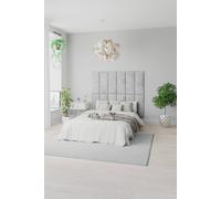 Aspire Easymount Wall Mounted Upholstered Panels Modular Diy Headboard In Malham Weave Fabric Cream (pack Of 8)