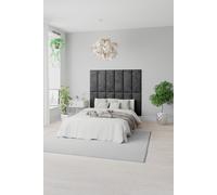 Aspire EasyMount Wall Mounted Upholstered Panels, Modular DIY Headboard in Malham Weave Fabric (Pack of 8) in Black Aspire Black