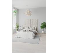 Aspire EasyMount Wall Mounted Upholstered Panels, Modular DIY Headboard in Malham Weave Fabric (Pack of 4) in Taupe Aspire Taupe