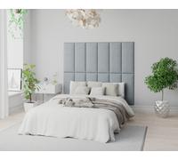 Aspire Easymount Wall Mounted Upholstered Panels Modular Diy Headboard In Malham Weave Fabric Sky (pack Of 2), Blue