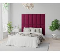 Aspire Easymount Wall Mounted Upholstered Panels Modular Diy Headboard In Plush Velvet Fabric Berry (pack Of 8), Red