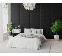 Aspire Easymount Wall Mounted Upholstered Panels Modular Diy Headboard In Plush Velvet Fabric Ebony (pack Of 2), Black