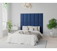 Aspire Easymount Wall Mounted Upholstered Panels Modular Diy Headboard In Plush Velvet Fabric Navy (pack Of 4), Blue