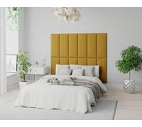 Aspire Easymount Wall Mounted Upholstered Panels Modular Diy Headboard In Plush Velvet Fabric Ochre (pack Of 8), Yellow