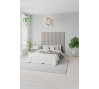 EasyMount Wall Mounted Upholstered Panels, Modular DIY Headboard in Pure Pastel Cotton Fabric (Pack of 8) Aspire Grey One Size