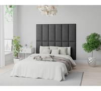 Aspire EasyMount Wall Mounted Upholstered Panels, Modular DIY Headboard in Saxon Twill Fabric (Pack of 8) in Charcoal Aspire Charcoal