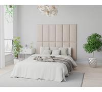 Aspire Easymount Wall Mounted Upholstered Panels Modular Diy Headboard In Saxon Twill Fabric Natural (pack Of 8)