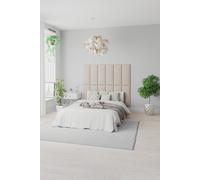 Aspire EasyMount Wall Mounted Upholstered Panels, Modular DIY Headboard in Saxon Twill Fabric (Pack of 4) in Natural Aspire Natural