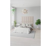Aspire Easymount Wall Mounted Upholstered Panels Modular Diy Headboard In Saxon Twill Fabric Natural (pack Of 8)