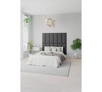 Aspire Easymount Wall Mounted Upholstered Panels, Modular Diy Headboard In Saxon Twill Fabric (Pack Of 2) In Charcoal Charcoal One Size