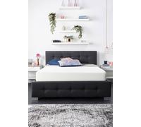Aspire End Lift Ottoman Storage Bed, Black Linen Black Single