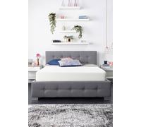 End Lift Ottoman Storage Bed, Grey Linen Aspire Grey Small Double