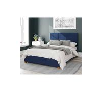 Garland Upholstered Ottoman Storage Bed, Plush Velvet Fabric Aspire Navy Double