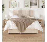 Aspire Grant Divan, Linen Fabric, Strutted Headboard, 2 Drawers, Cream, Small Single